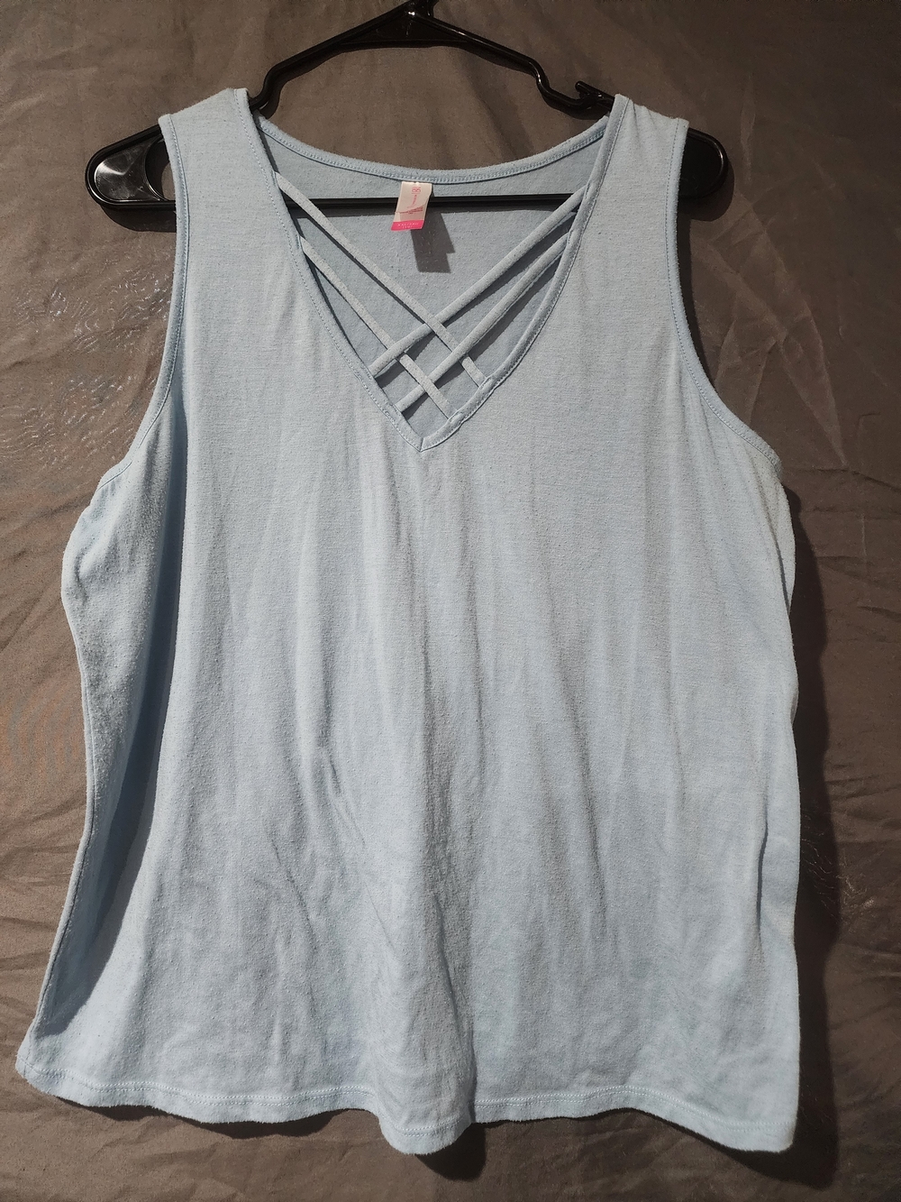 No Boundaries Light Blue Criss Cross V-Neck Tank Top Plus XXL